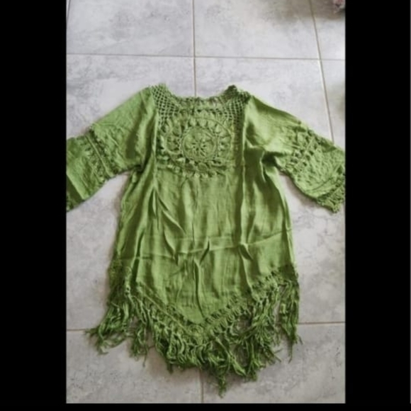 Tassel Beach Dress V Neck White Cover Up Swimsuit - Picture 2 of 2